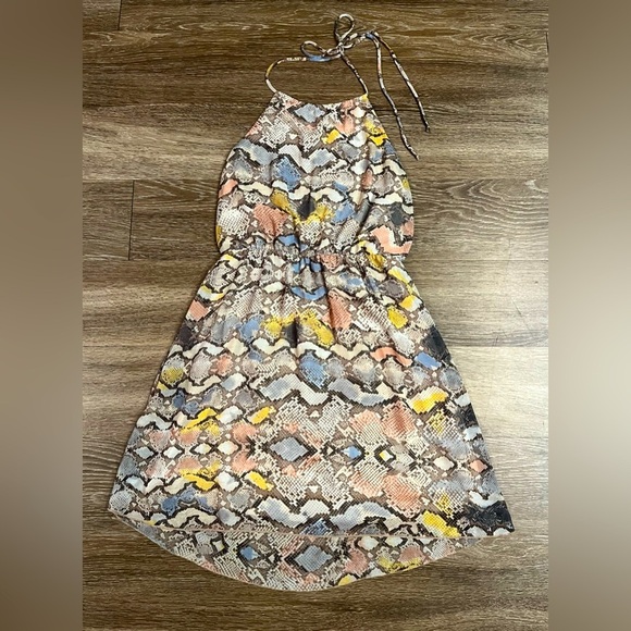 Chic Colorful Snake Print Halter Dress Size Medium - Picture 3 of 4